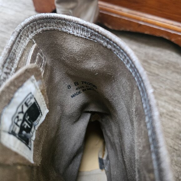 Frye Women's Engineer Harness Boot 8 B Stacked Heel Taupe Grey - Picture 3 of 6